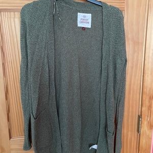green cardigan